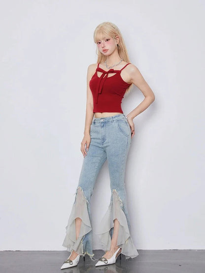 Red ribbon camisole top