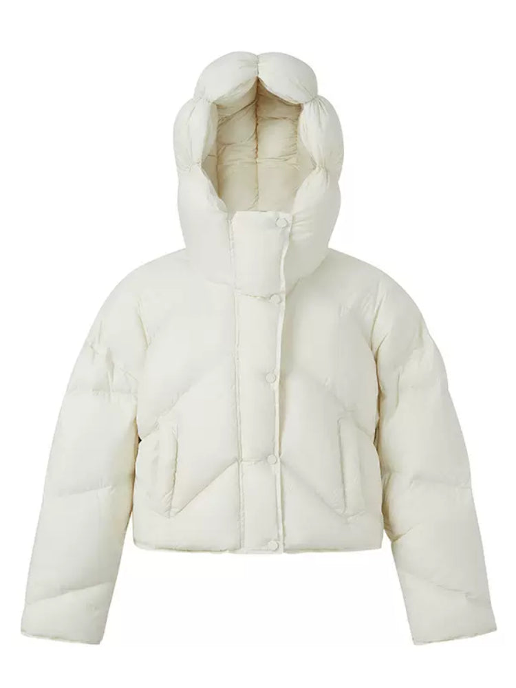 Hooded short down jacket