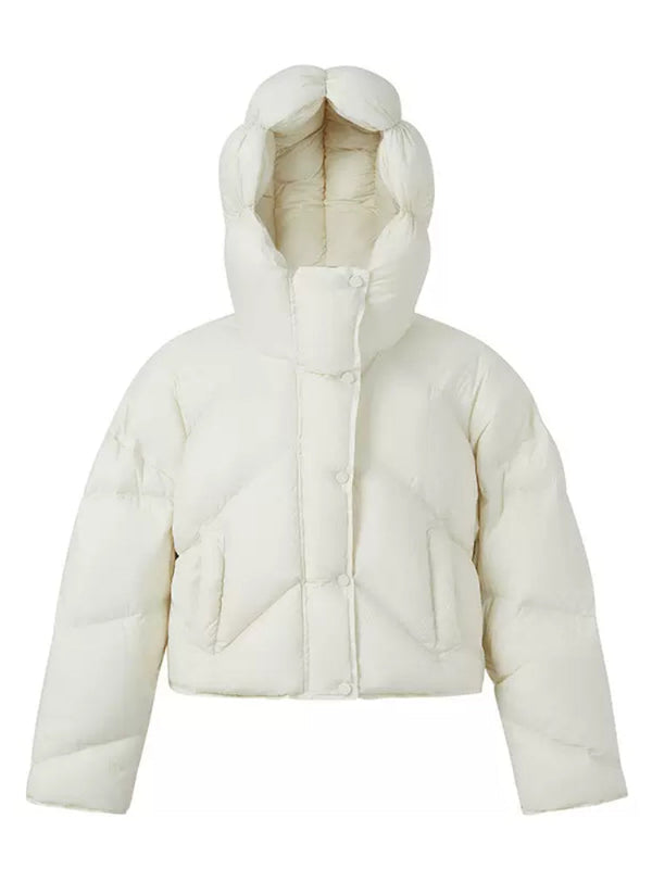 Hooded short down jacket