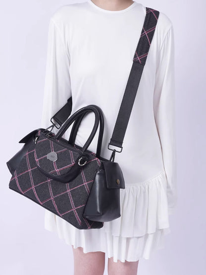 Denim plaid bag