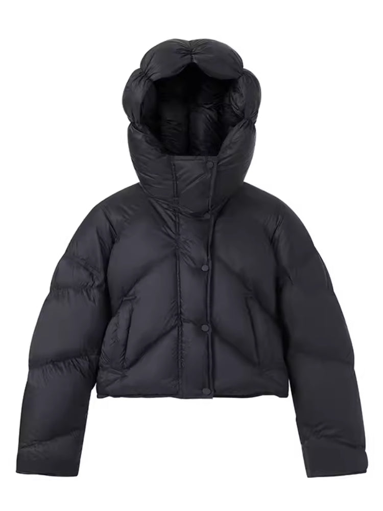 Hooded short down jacket