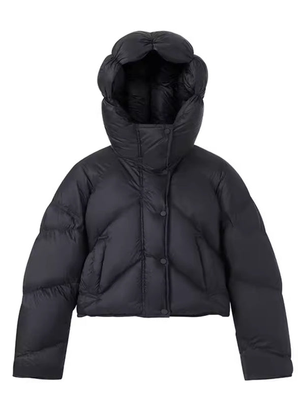 Hooded short down jacket