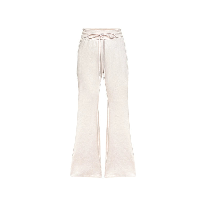 Pink Fleece Drawstring Bootcut Pants
