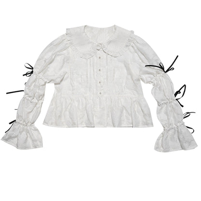 Snow Girl Jacquard Bow Tie Shirt