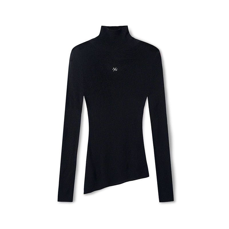 High Neck Long Sleeve Knit Wool Top