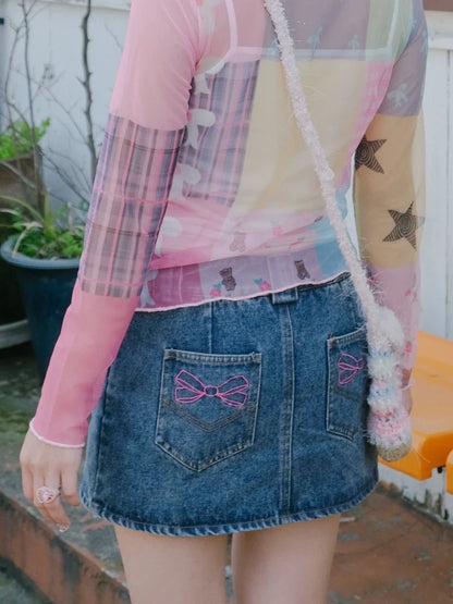 A-line denim skirt