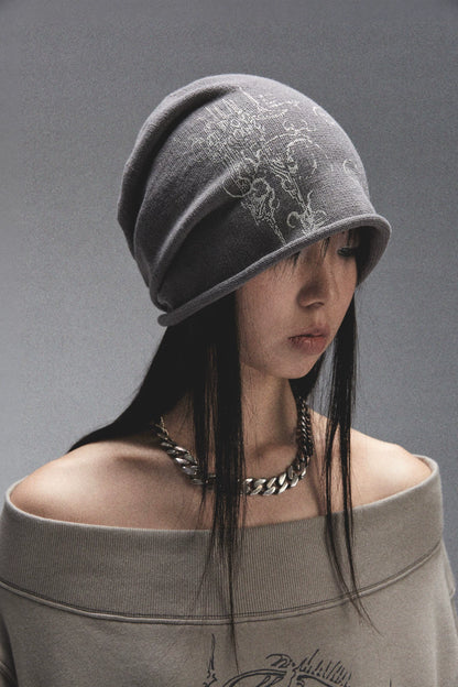 Layered Roll-Brim Knit Beanie