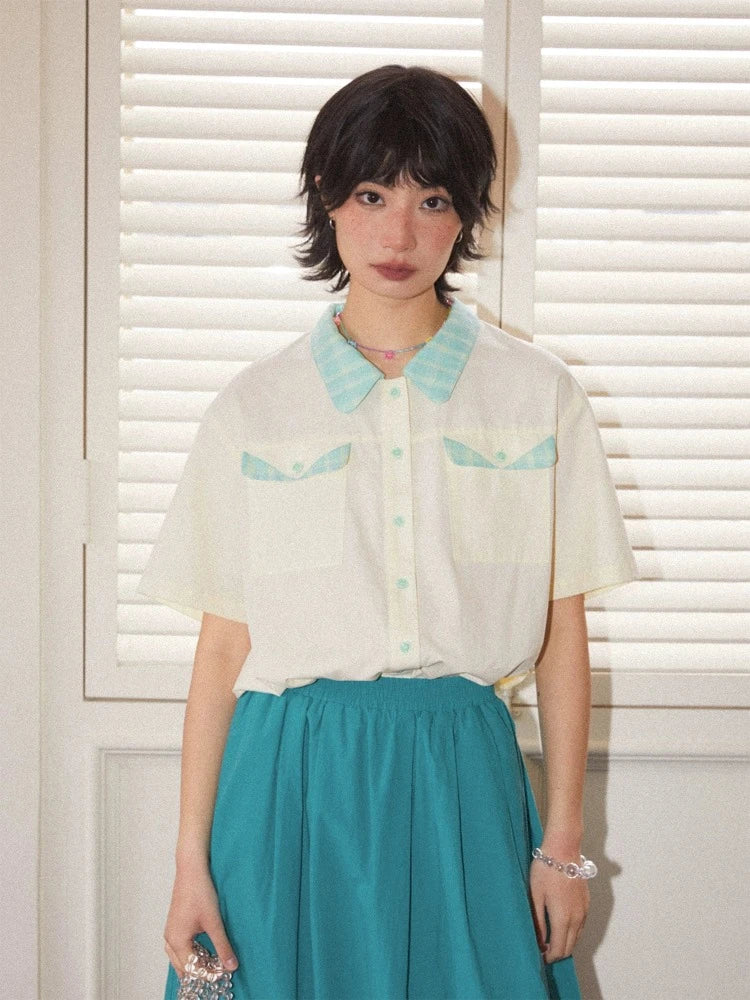 Retro loose short sleeve shirt