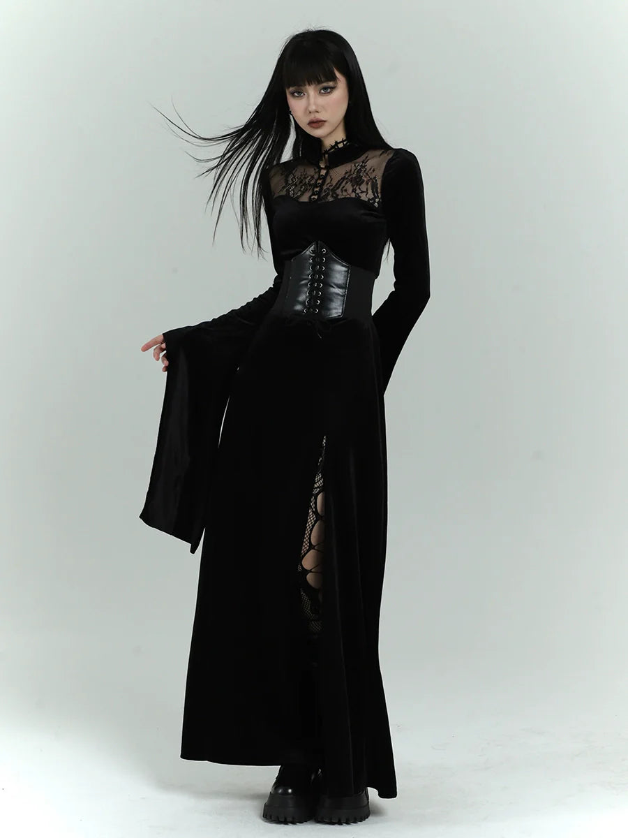 Gothic Velvet Drapy Long Dress