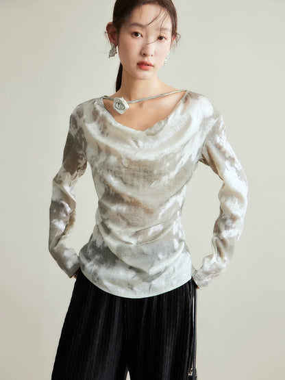 Chinese bronzing handmade flower collar top