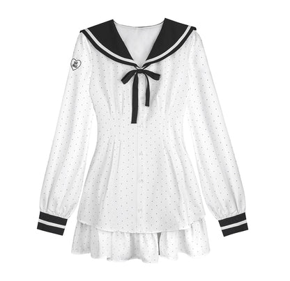 Sailor Neck Dress With Sweater Set-Up