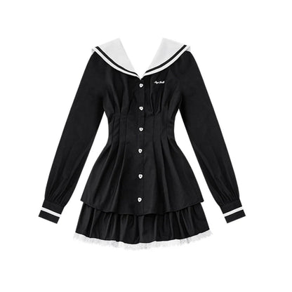 Sailor collar long-sleeved dress