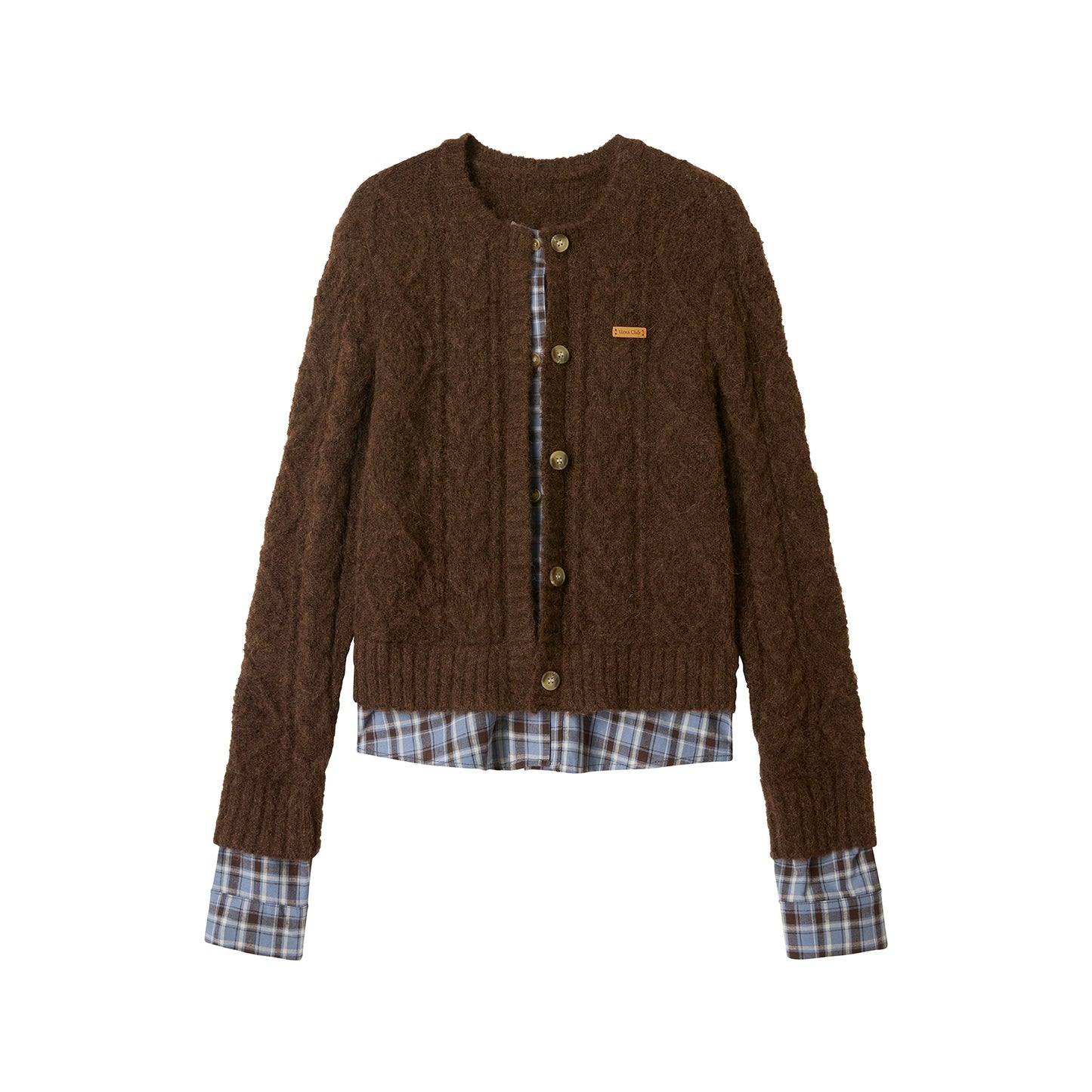 Plaid Wool Knit Cardigan