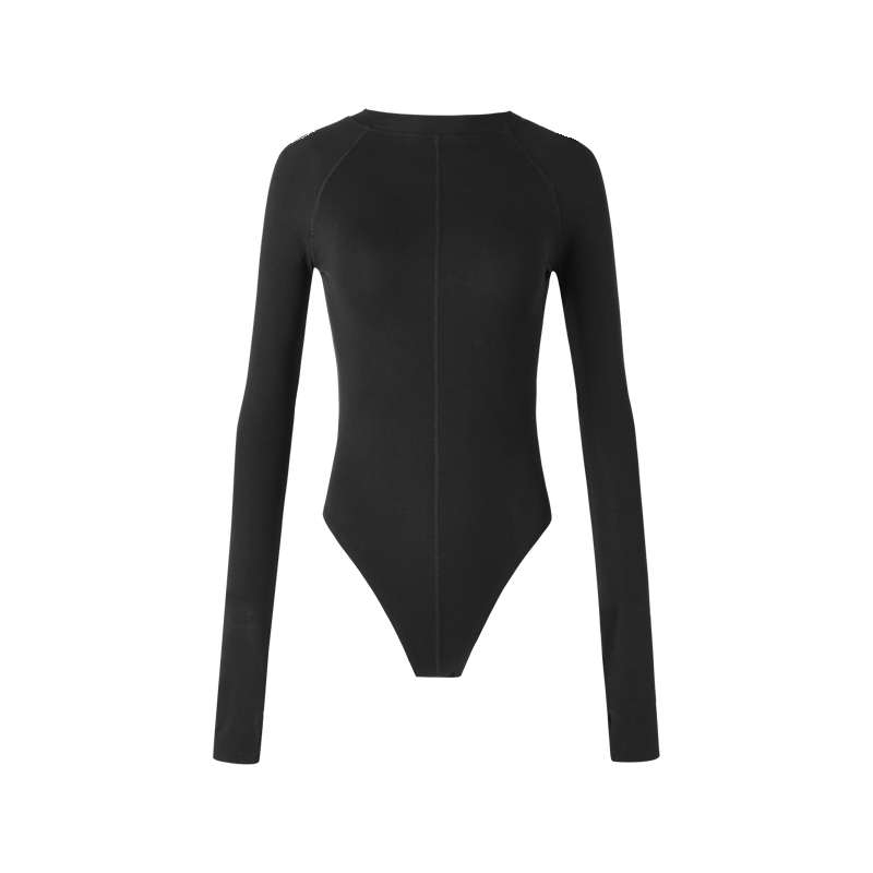 Gray and Black Knit Bodysuit