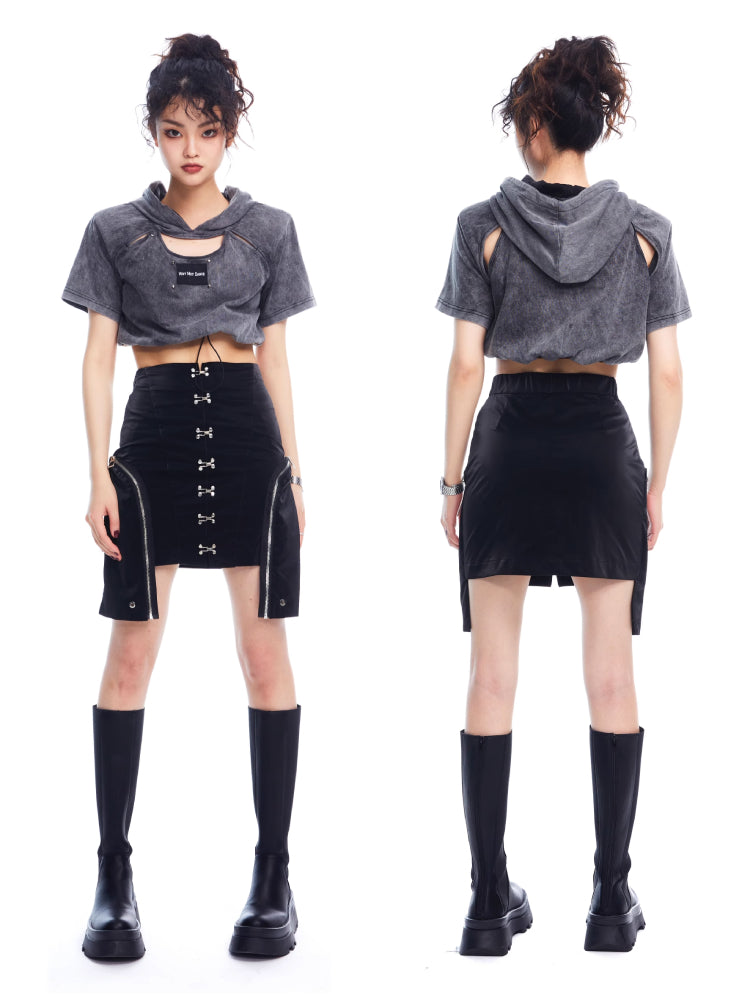 Metallic straight skirt