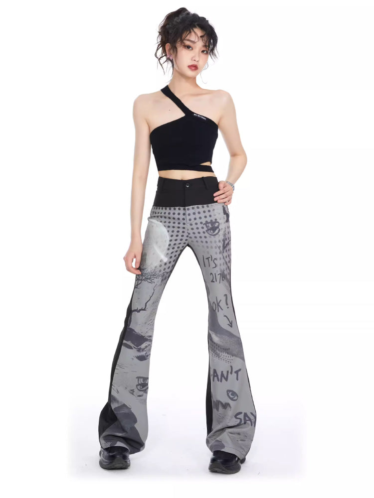 High waist slim flare pants