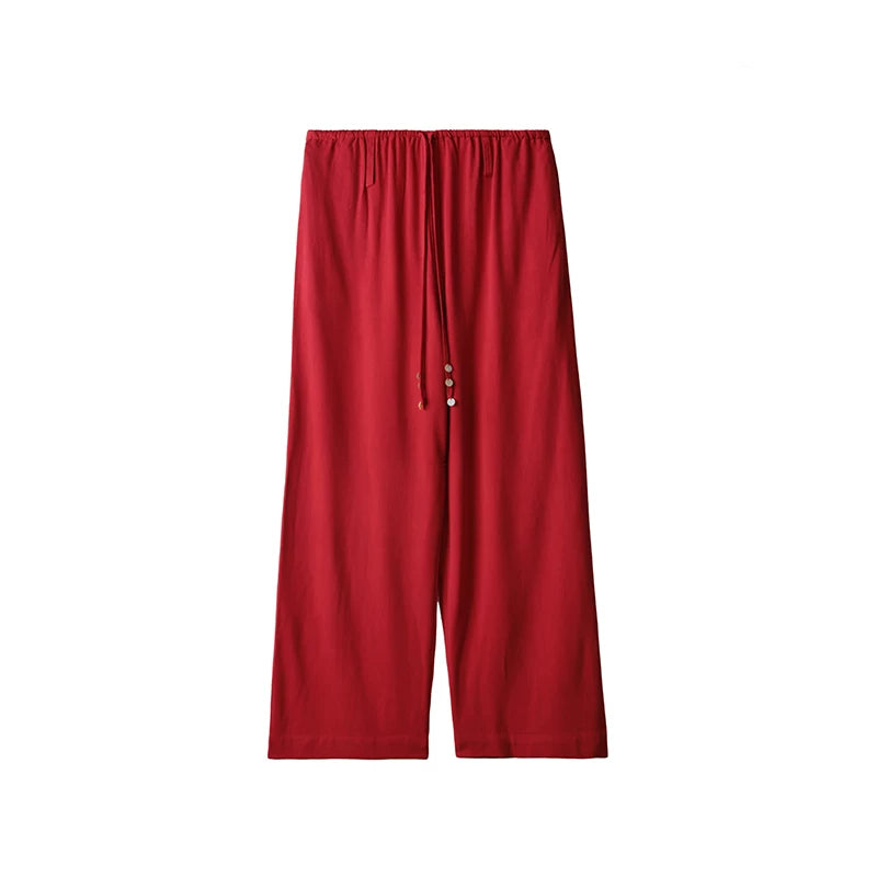 Linen Blend Wide-Leg Pants