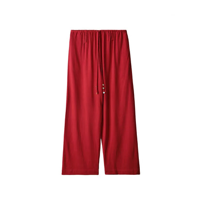 Linen Blend Wide-Leg Pants