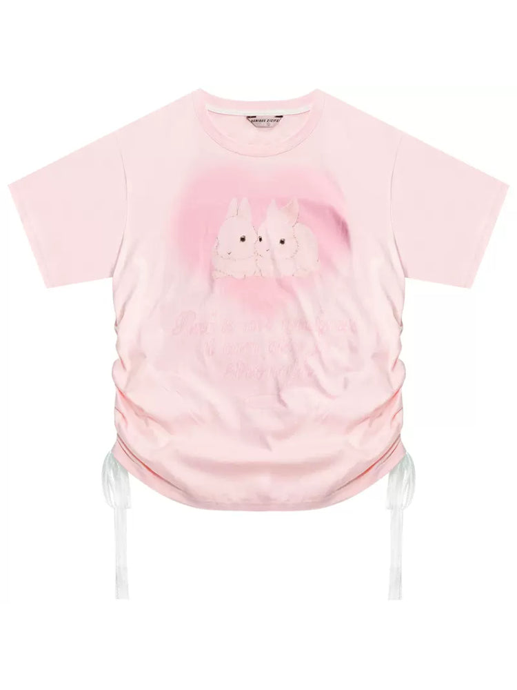 Loose Love Rabbit Print Short Sleeve T-Shirt