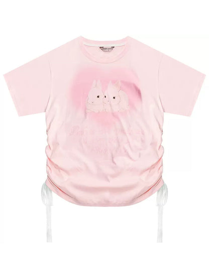 Loose Love Rabbit Print Short Sleeve T-Shirt