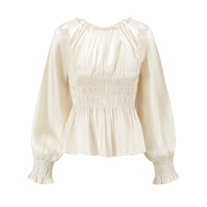 Satin Slim Fit Vintage Skirt Shirt Set-Up