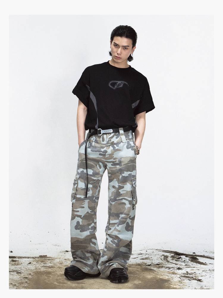 Camouflage loose wide leg pants