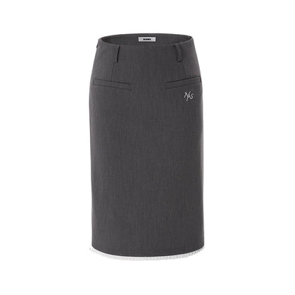 Gray Straight Slim Skirt