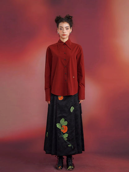 Chinese embroidery satin skirt