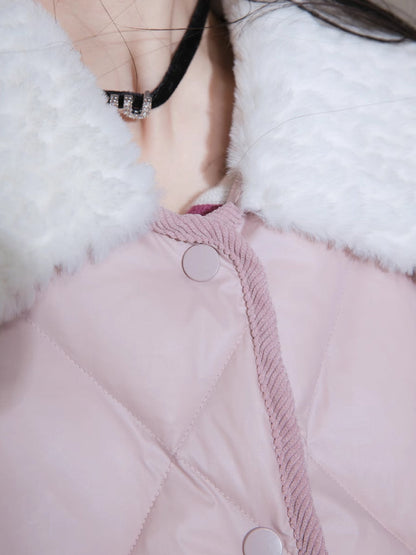 Milk peach long down jacket