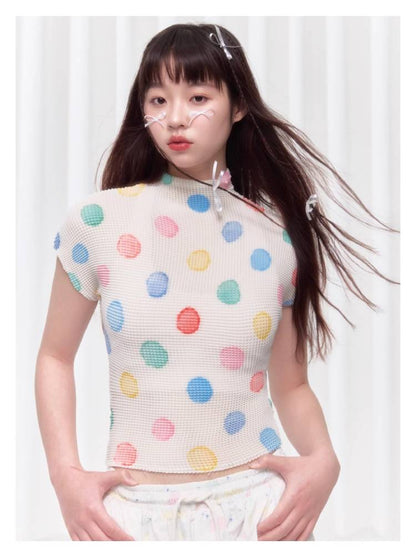 Colorful polka dot T-shirt