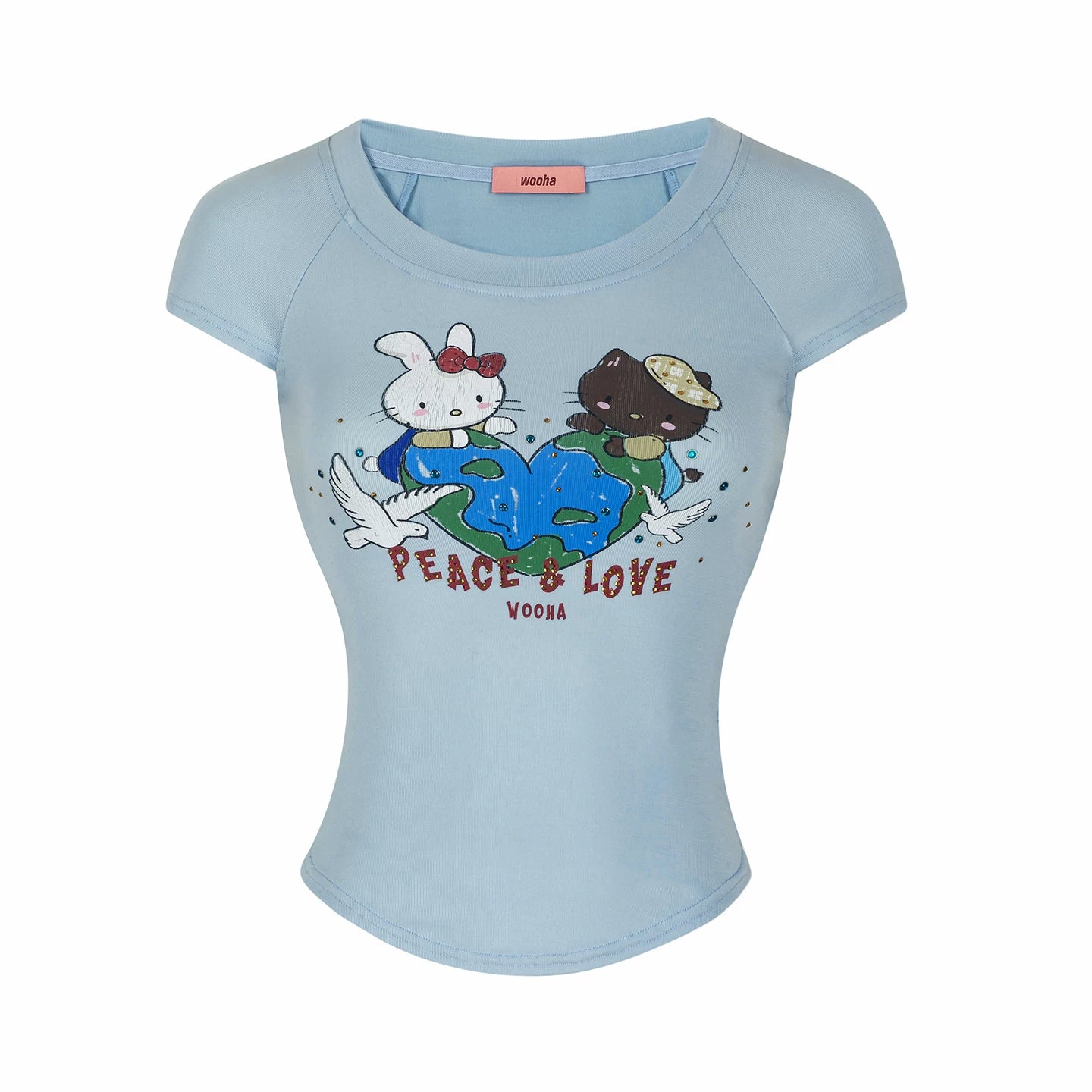 Curved Hem Printed Blouse