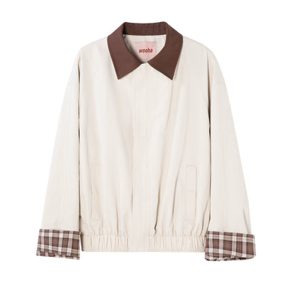 Retro Preppy Contrast Lapel Short Coat