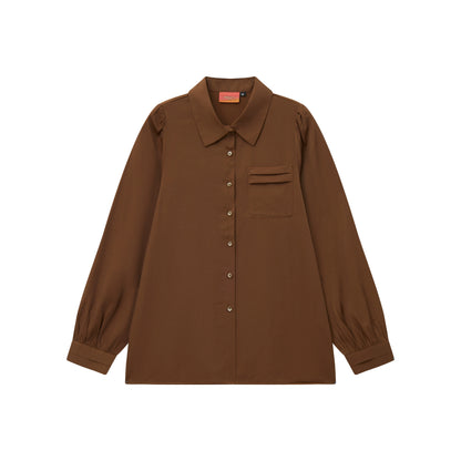 Vintage Pleated Brown Shirt