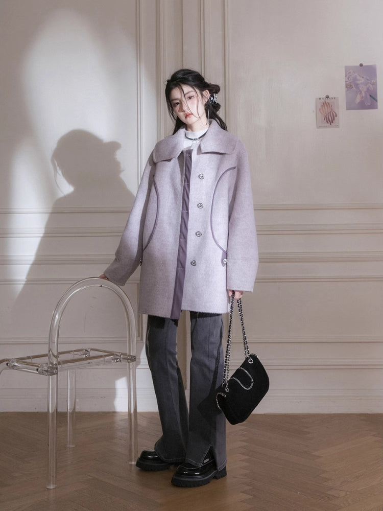 Night purple wool coat