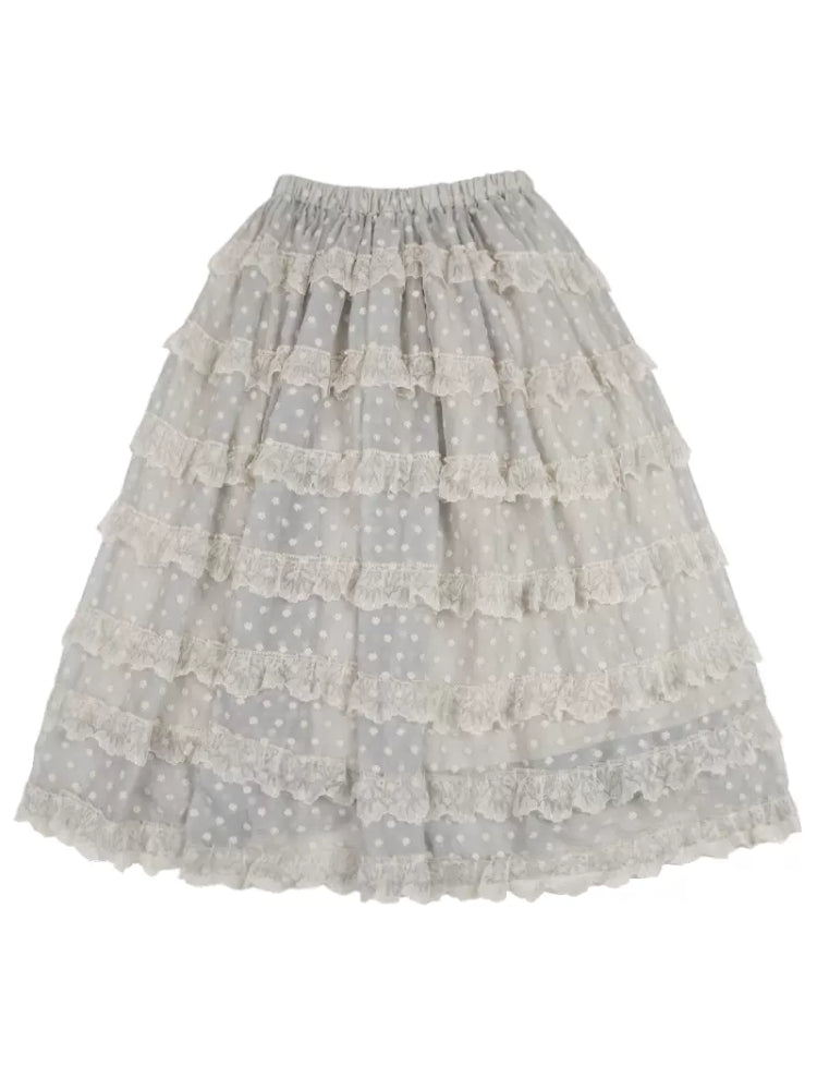 Embroidered silk cotton skirt