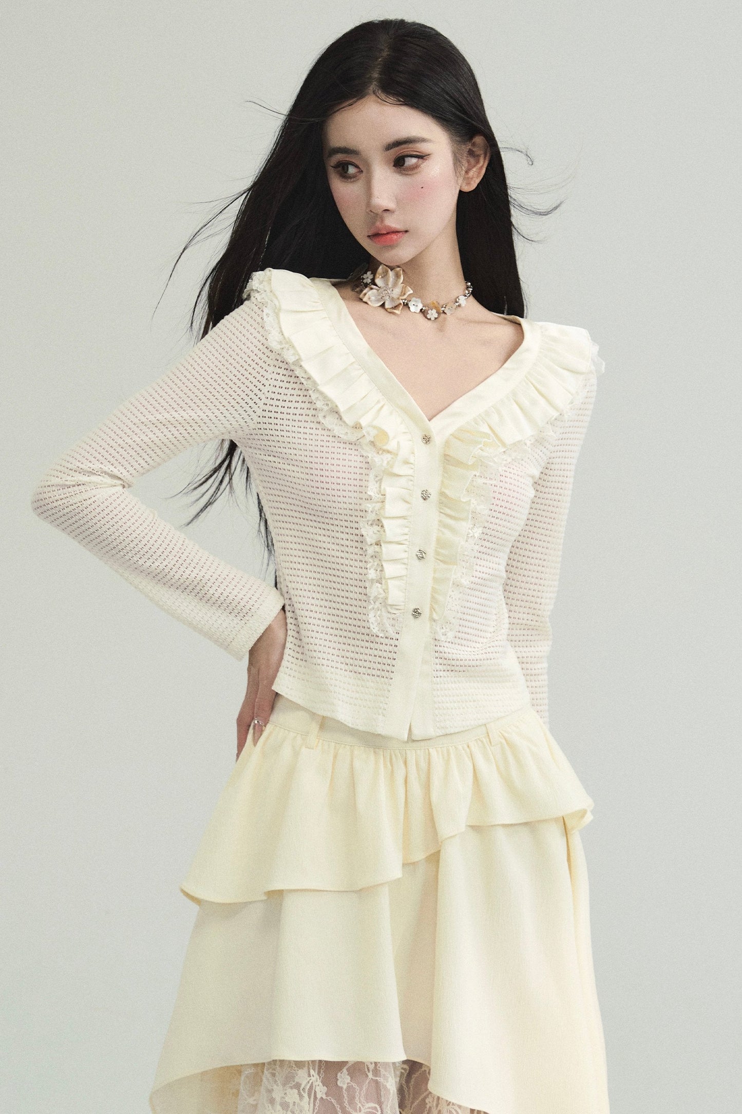 Chic Knitted Bell Sleeve Top