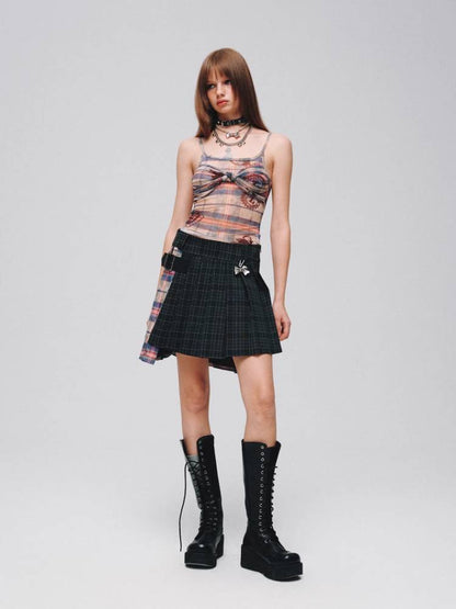 Plaid ribbon camisole