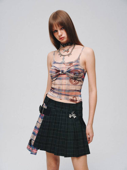 Plaid ribbon camisole