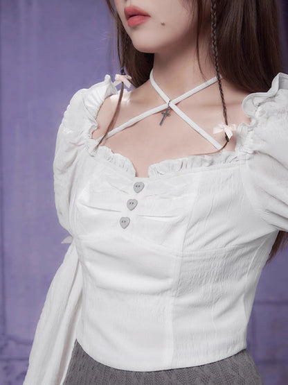 Square neck white shirt