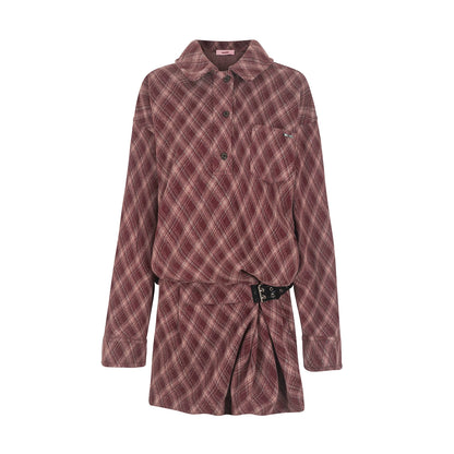 Vintage Plaid Shirt Dress