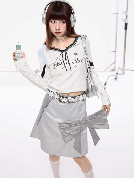 Silver patchwork skirt