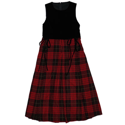 Vintage Velvet Plaid Vest Dress