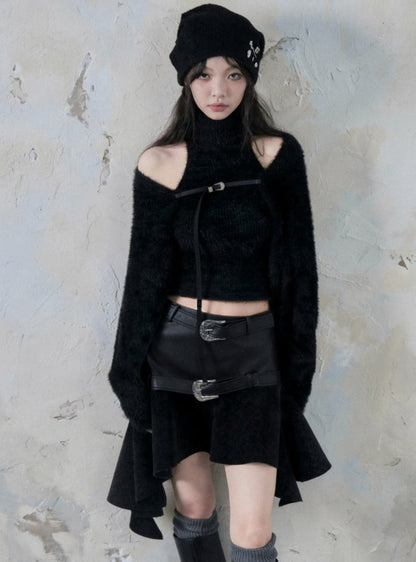 A-line high-waist irregular skinny skirt