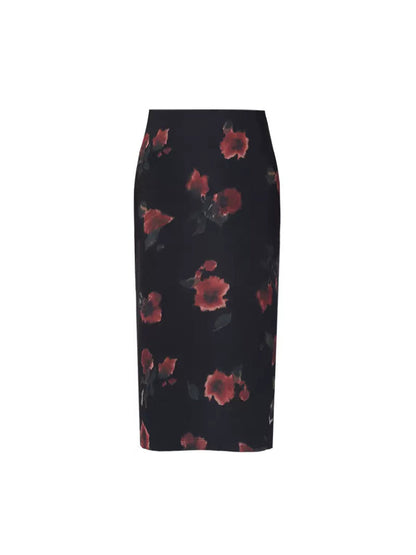 Floral romantic print long skirt