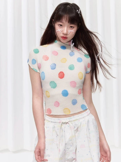 Colorful polka dot T-shirt