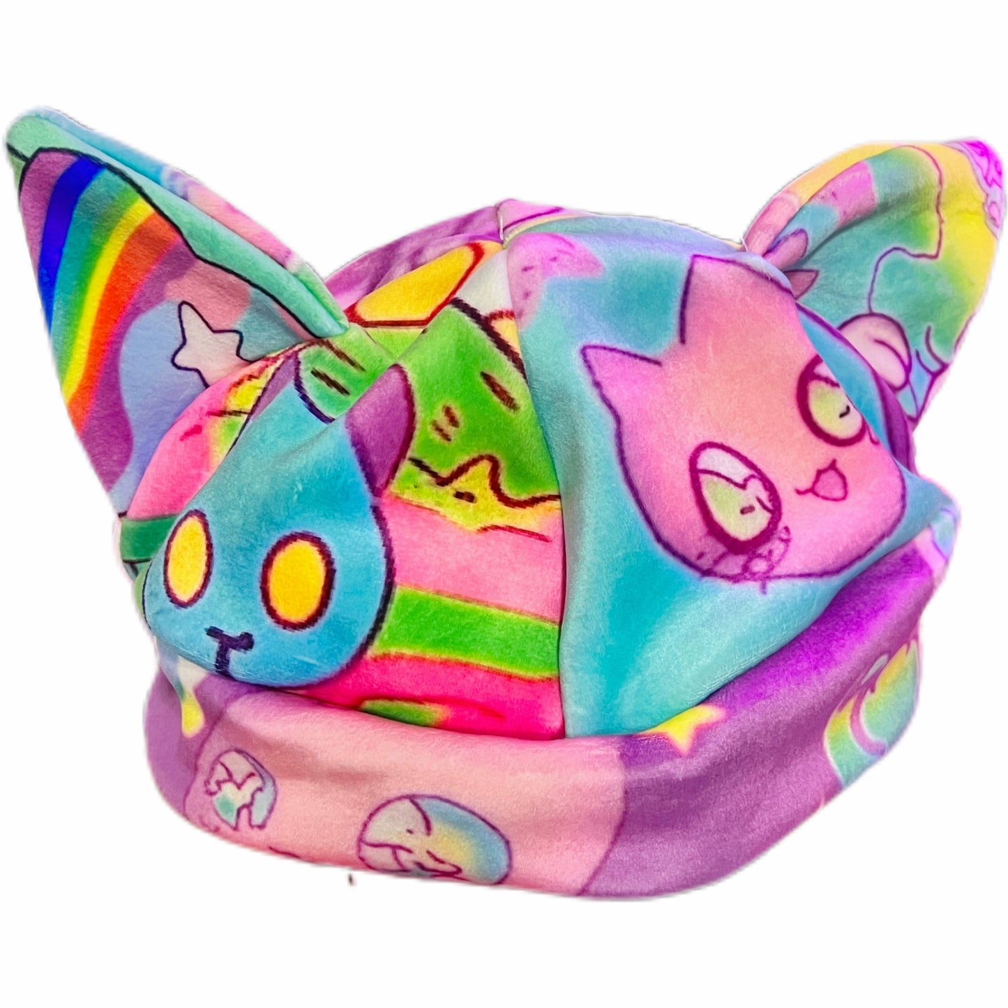 Leerroo Punk Print Cat Ear Hat