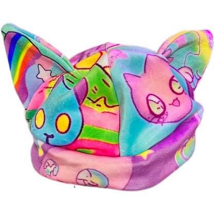 Leerroo Punk Print Cat Ear Hat