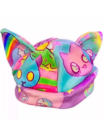 【サイズ表なし】Printed cat ear hat