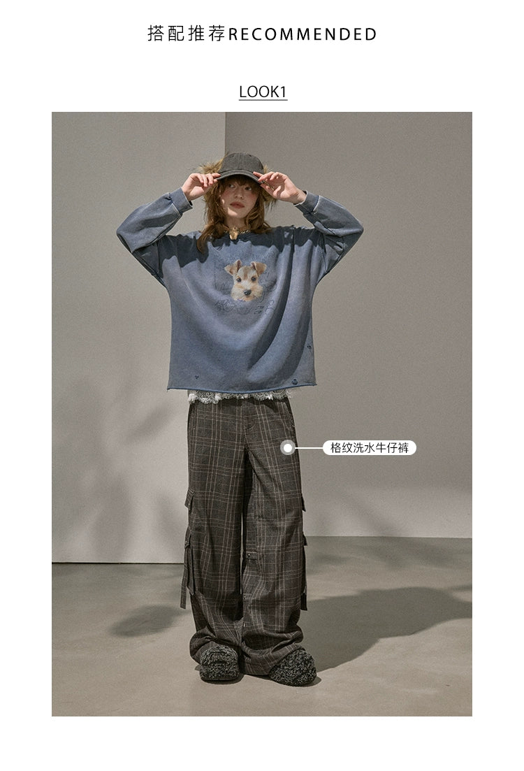 Retro Mottled Graphic Sweatshirt
