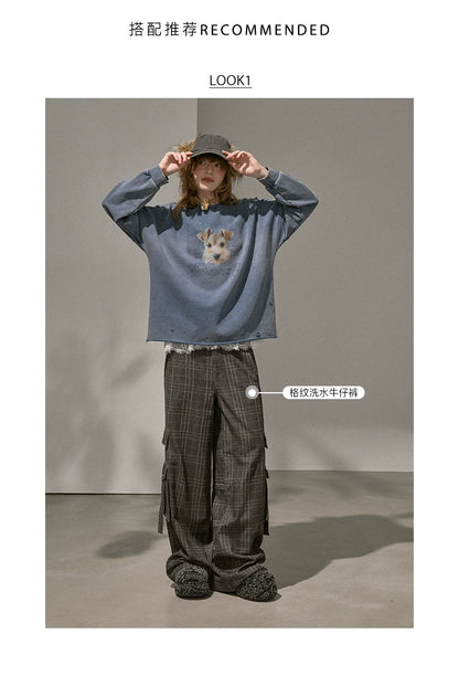 Retro Mottled Graphic Sweatshirt